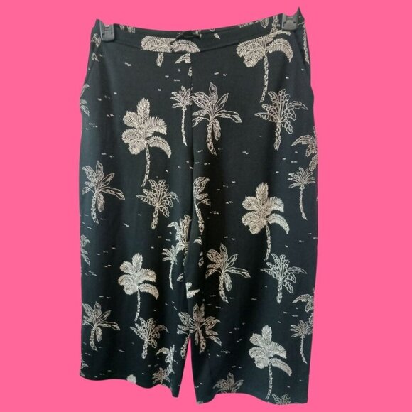 J. Jill Womens Petite Palm Print Pull-On Cropped Pants blk/wht PSmall - Picture 1 of 11